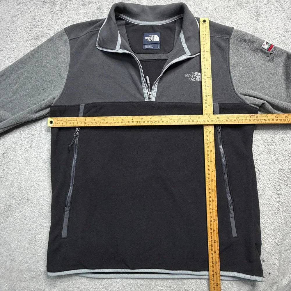 The North Face Mens Quarter Zip Fleece Lake Tahoe California Patch Gray Black L